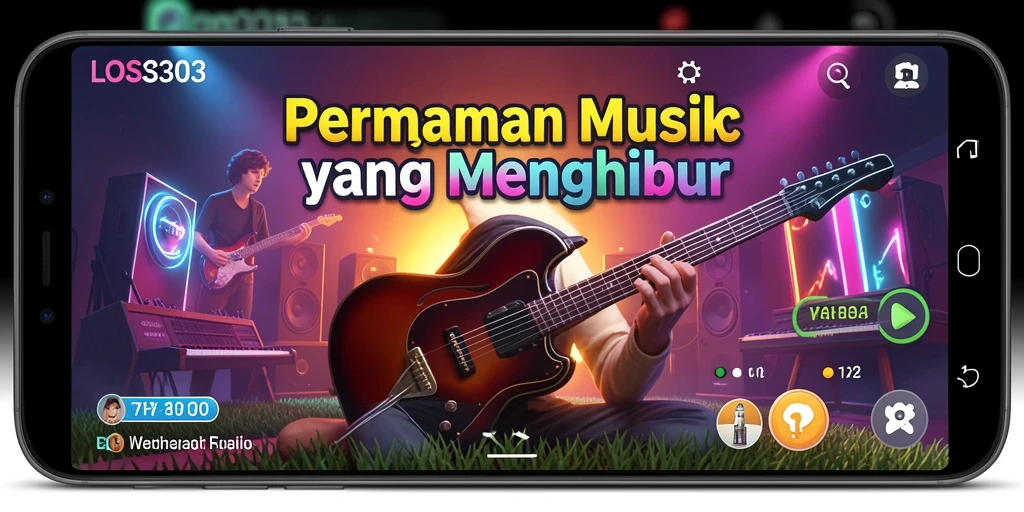 Tampilan gameplay menarik dari LOS303 dengan not-not musik yang berwarna.