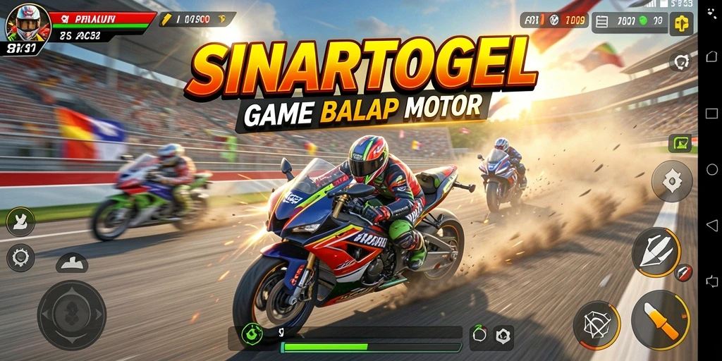 Tampilan gameplay balap motor yang mendebarkan dan penuh aksi.
